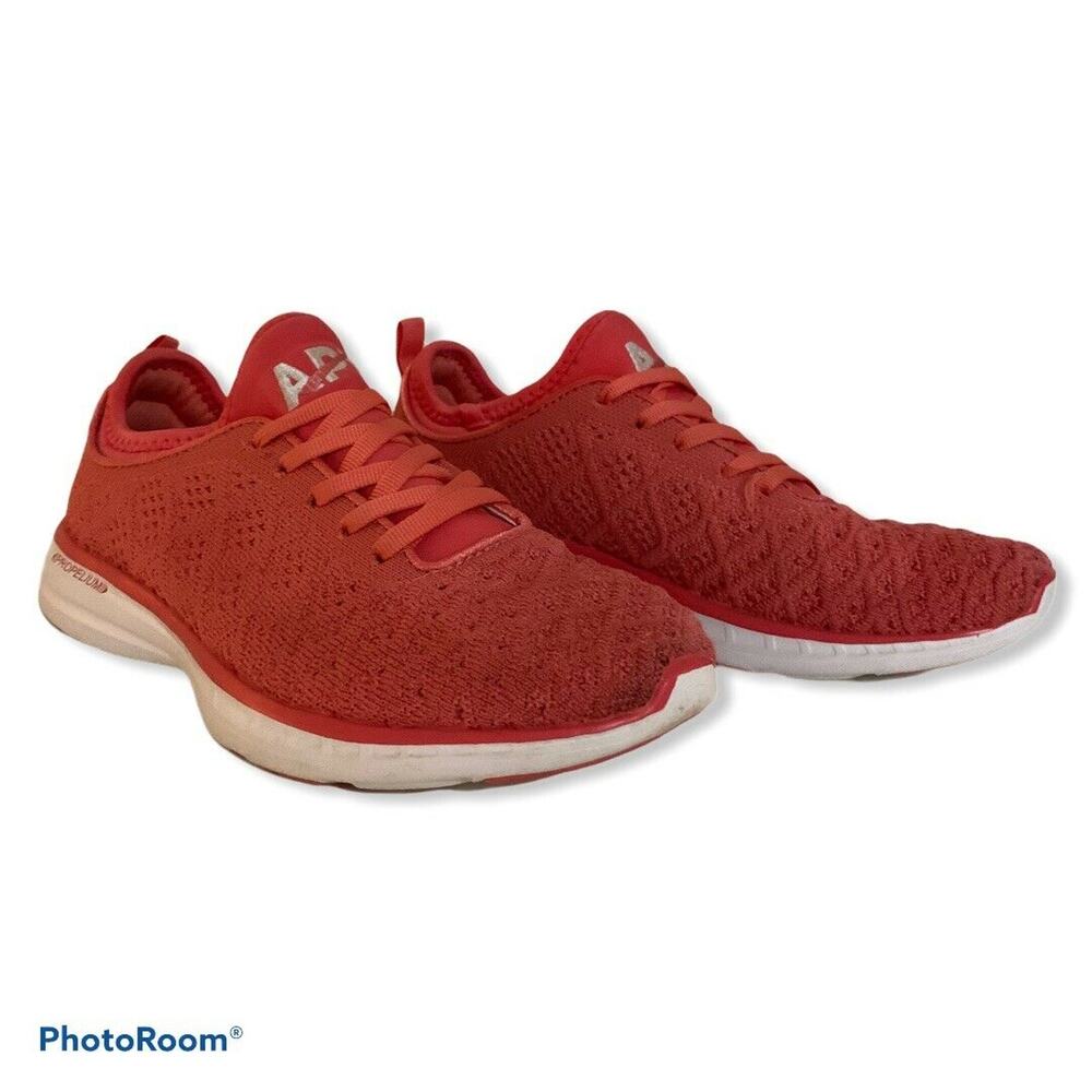 APL TechLoom Phantom‎ Red Coral Knit Running Shoes Sneakers Womens 6.5